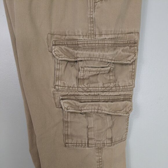 Khaki Cargo Pants 34 X 30 Vintage Y2K Gorpcore Utility Skater Wide Paratrooper - Picture 6 of 13